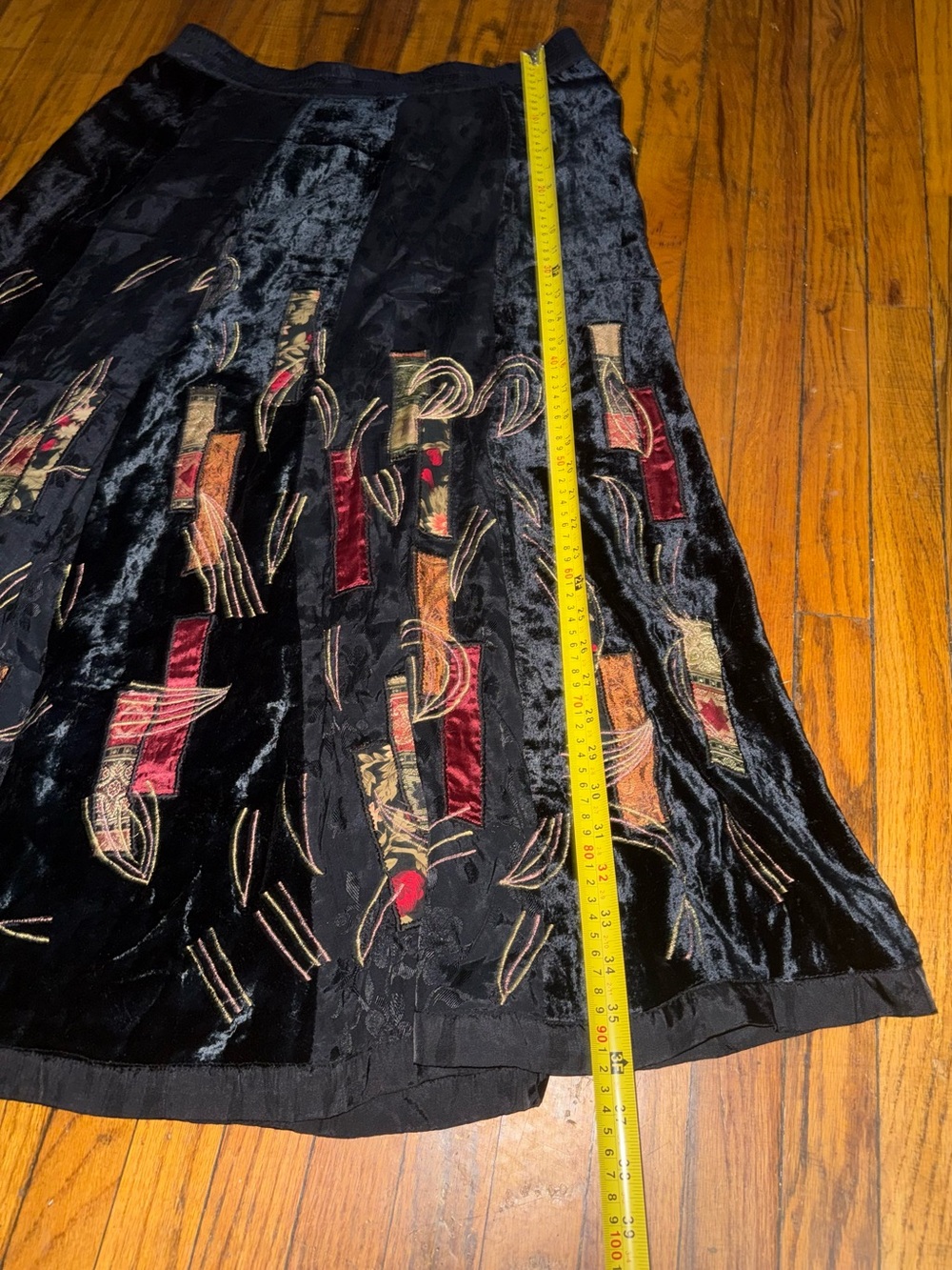 Coldwater Creek Black Velvet Patchwork Maxi Skirt with Accent Panels - Picture 7 of 12